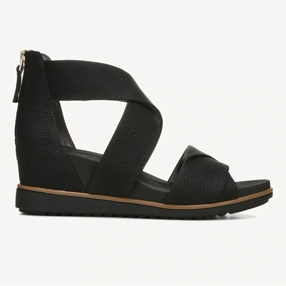 Dr. Scholl's Black Crisscross Wedge Sandals - Picture 2 of 6